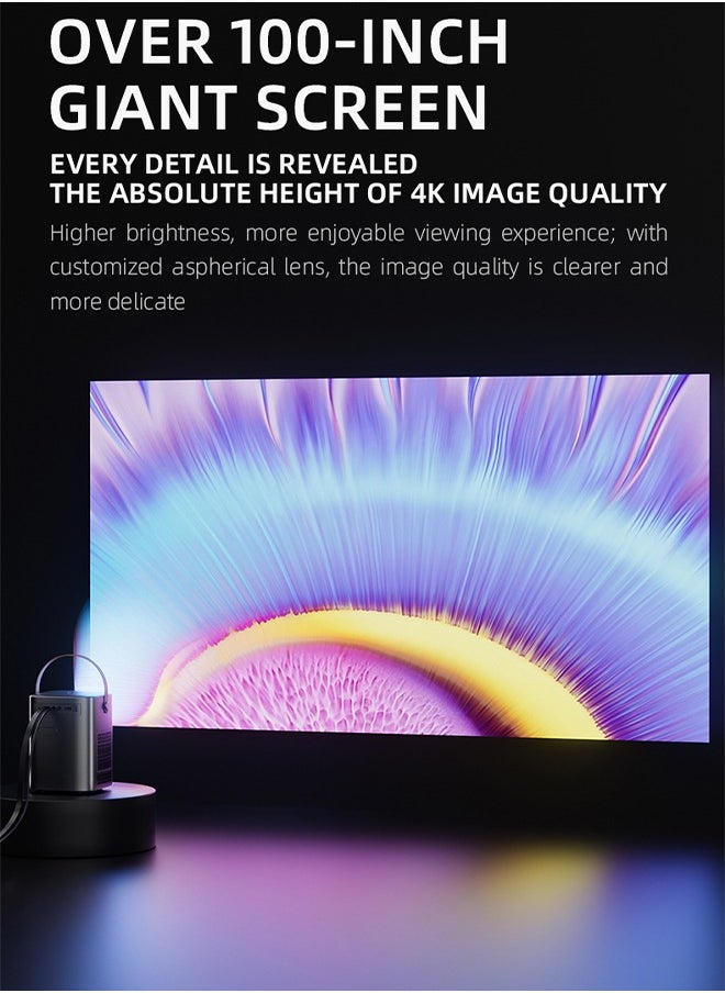 Smart 5G Portable Projector HY6 HD 1080P, 4K Support, Android 9, WiFi 2.4G/5G, Bluetooth 5.0, Auto Keystone Correction, HDMI/USB, HIFI Sound, 25-150" Projection Size
