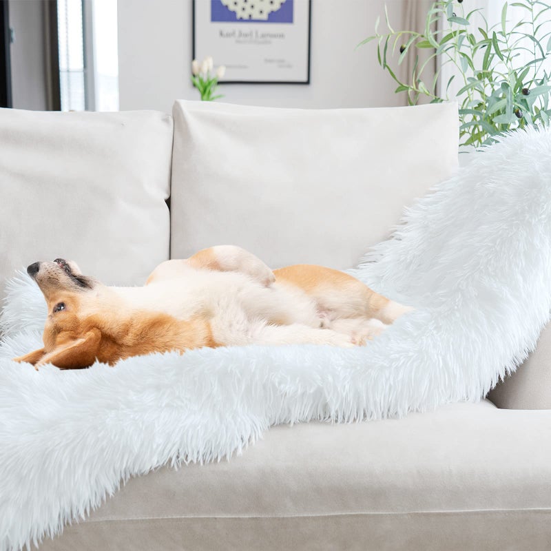 JONIYEAR Extra 2.8" Long Hair Fluffy Faux Fur Throw Blanket 50" x 60", Luxury Soft Decorative Fuzzy Furry Blankets for Couch, Cozy Plush Shaggy Blankets for Sofa Bed,Cute Lovely Blanket for Pet, White - Image 5