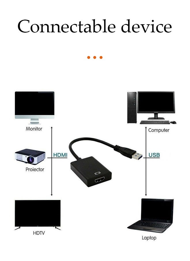 Generic USB to HDMI Adapter, USB 3.0 to HDMI 1080P Video Audio Converter Connect PC, Laptop to Monitor  - Image 4
