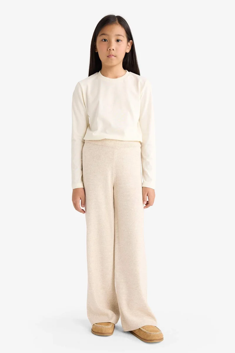 ديفاكتو Girl Elastic Waist Wide Leg Trousers