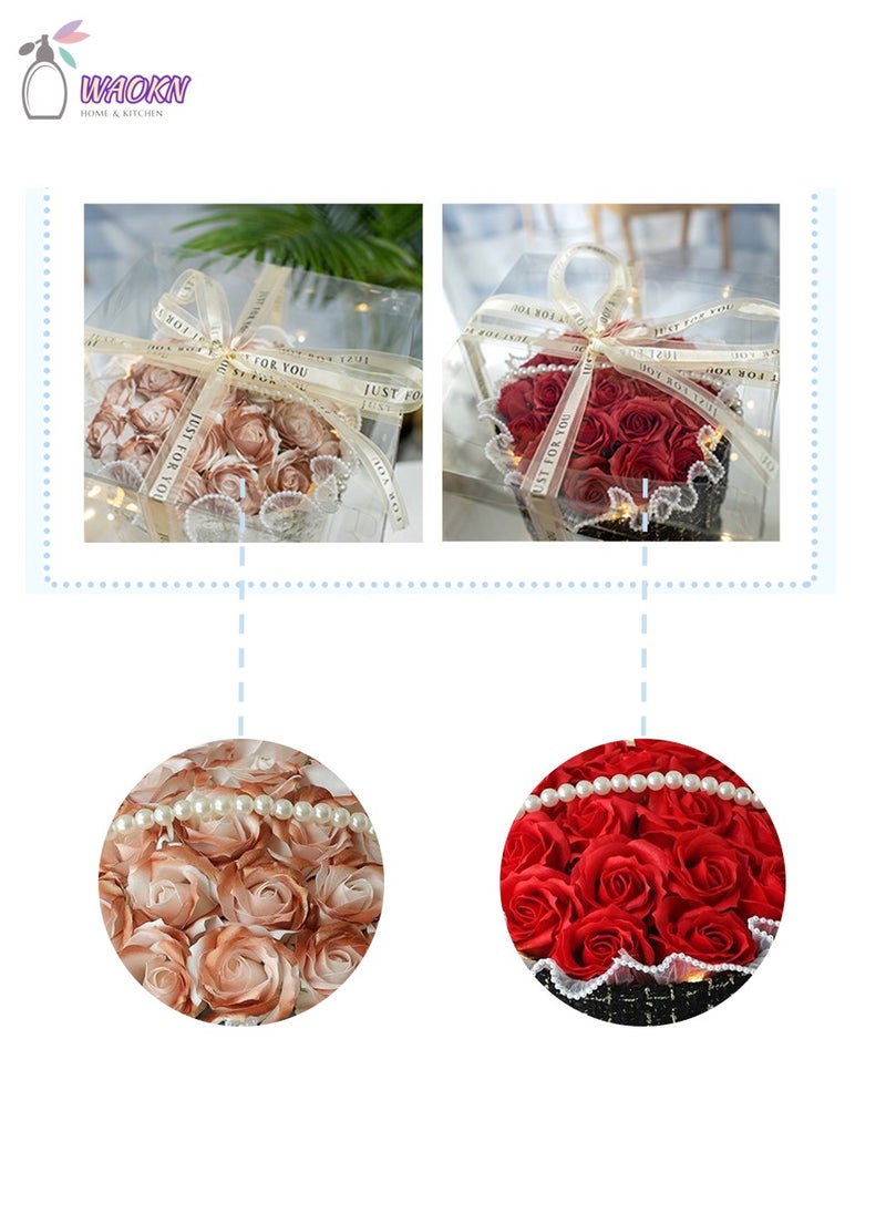 WAOKN - Bouquet Tweed Soap Flower Red Does Not Wither No Care Required Rose Soap Flower Small Fragrance Eternal Rose Bouquet High Appearance Level Creative Gift Gift Box Home Decor - Image 1