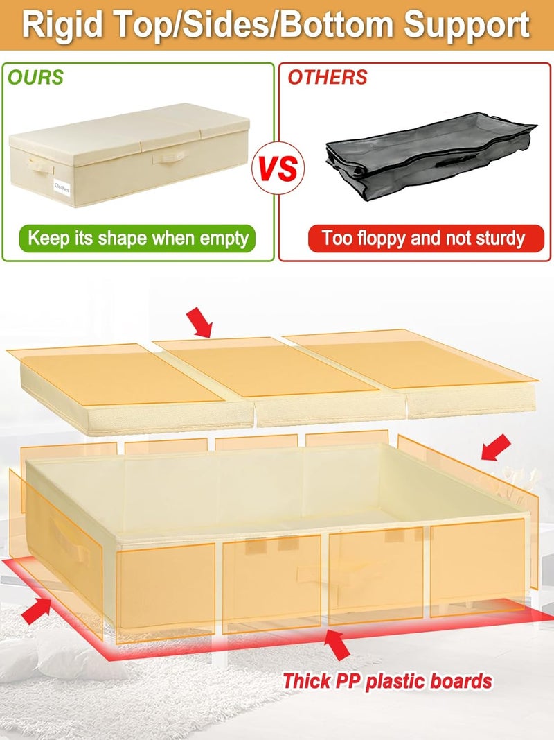 JUPELI Underbed Storage, 2 Pack Large Under Bed Storage Box with Lids, Foldable Under Bed Clothes Storage Box W/Handle, Under Bed Storage Organiser Drawer Containers for Clothes Blankets Shoes Pillows - Image 3