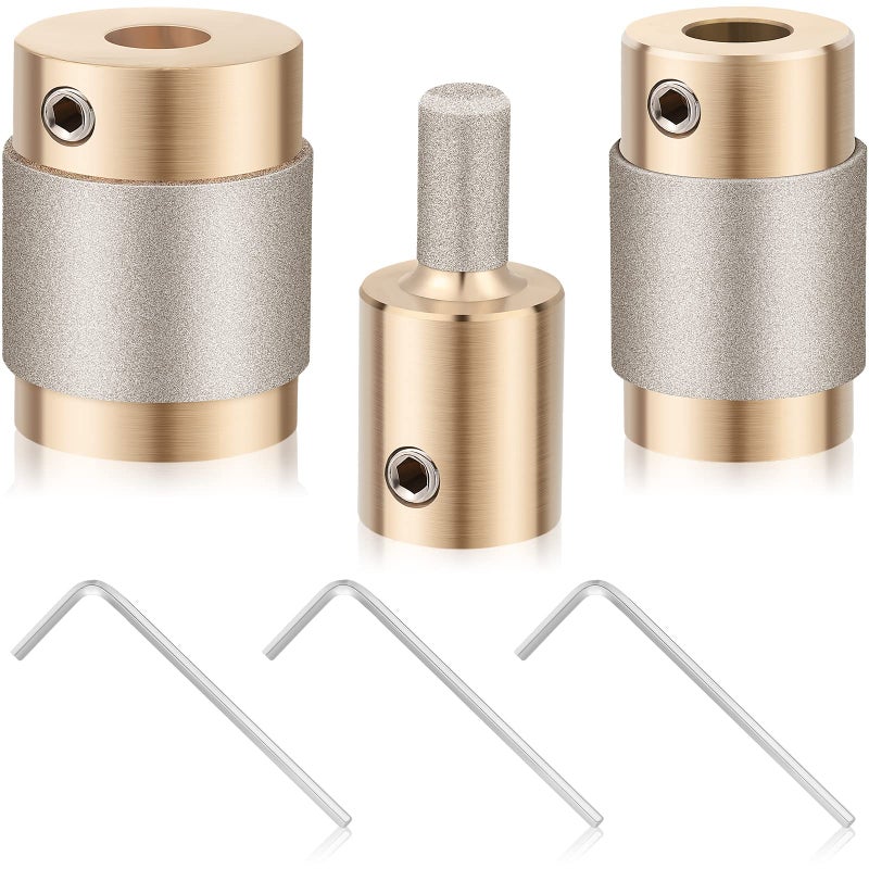 Funrous Glass Grinder Bits - Diamond Drill Set, 3 Sizes (1 Inch, 3/4 Inch, 1/4 Inch) for Stained Glass Tools - Image 1