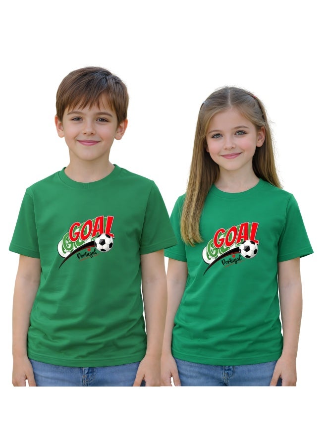 PRINTSHOP4ME Portugal Unisex Kids T-Shirt - Short Sleeve Round Neck Cotton Tshirt for Boys and Girls - Soft and Comfortable - Gift for Young Football Fans - Image 2