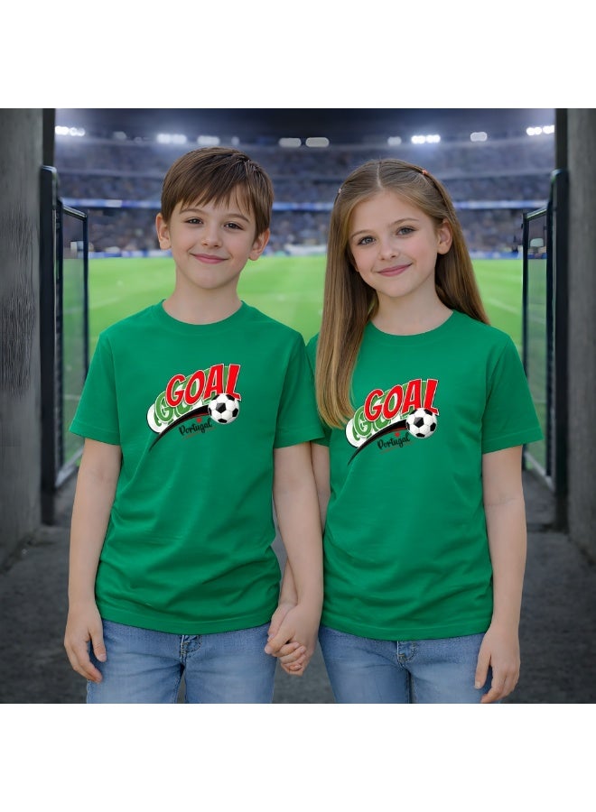 PRINTSHOP4ME Portugal Unisex Kids T-Shirt - Short Sleeve Round Neck Cotton Tshirt for Boys and Girls - Soft and Comfortable - Gift for Young Football Fans - Image 5