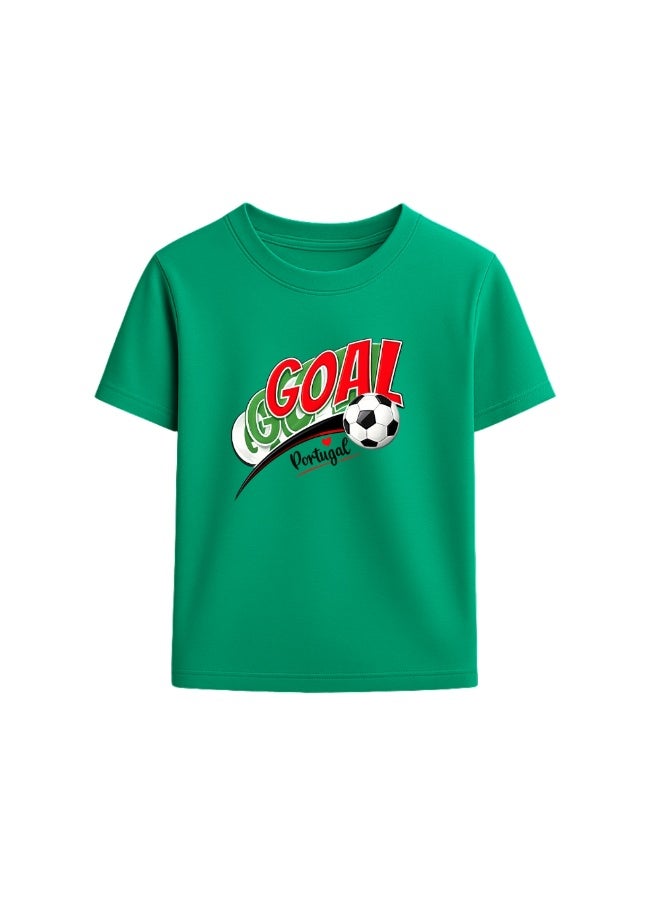 PRINTSHOP4ME Portugal Unisex Kids T-Shirt - Short Sleeve Round Neck Cotton Tshirt for Boys and Girls - Soft and Comfortable - Gift for Young Football Fans - Image 1