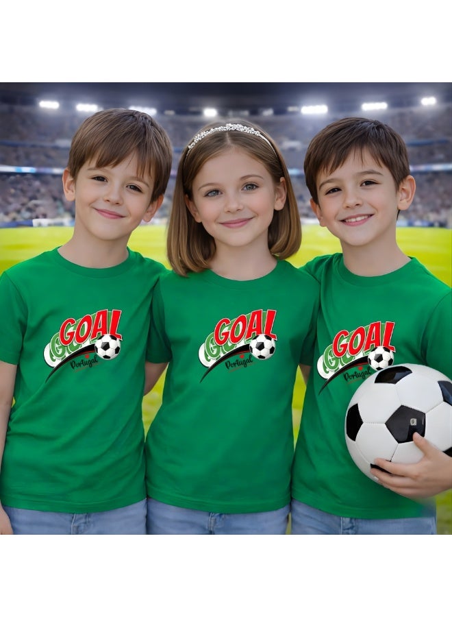 PRINTSHOP4ME Portugal Unisex Kids T-Shirt - Short Sleeve Round Neck Cotton Tshirt for Boys and Girls - Soft and Comfortable - Gift for Young Football Fans - Image 4