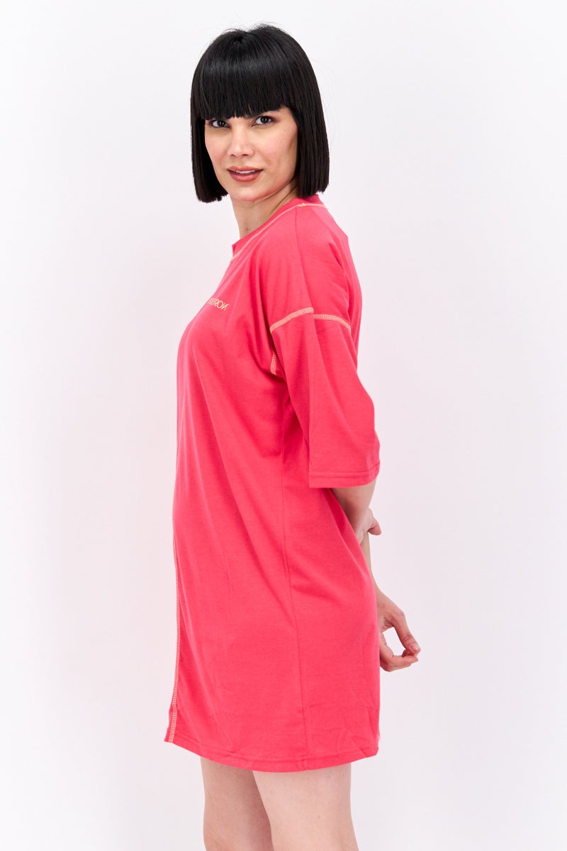 PUBLIC DESIRE Women Contrast Stitch Short Sleeve Mini Dress, Fuchsia - Image 4