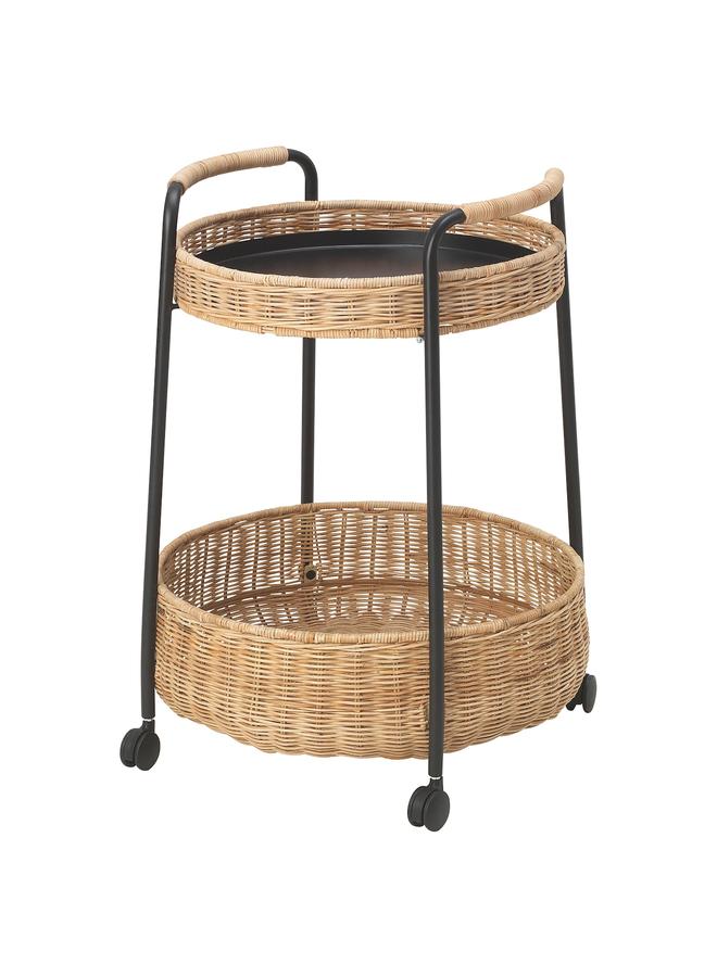 Generic Trolley table with storage, rattan/anthracite  - Image 1