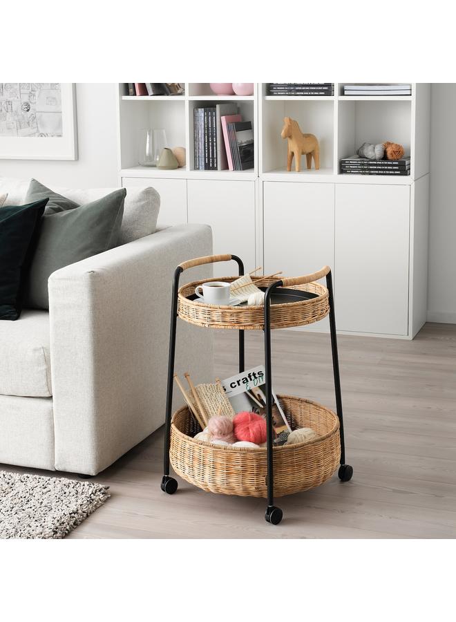 Generic Trolley table with storage, rattan/anthracite  - Image 2
