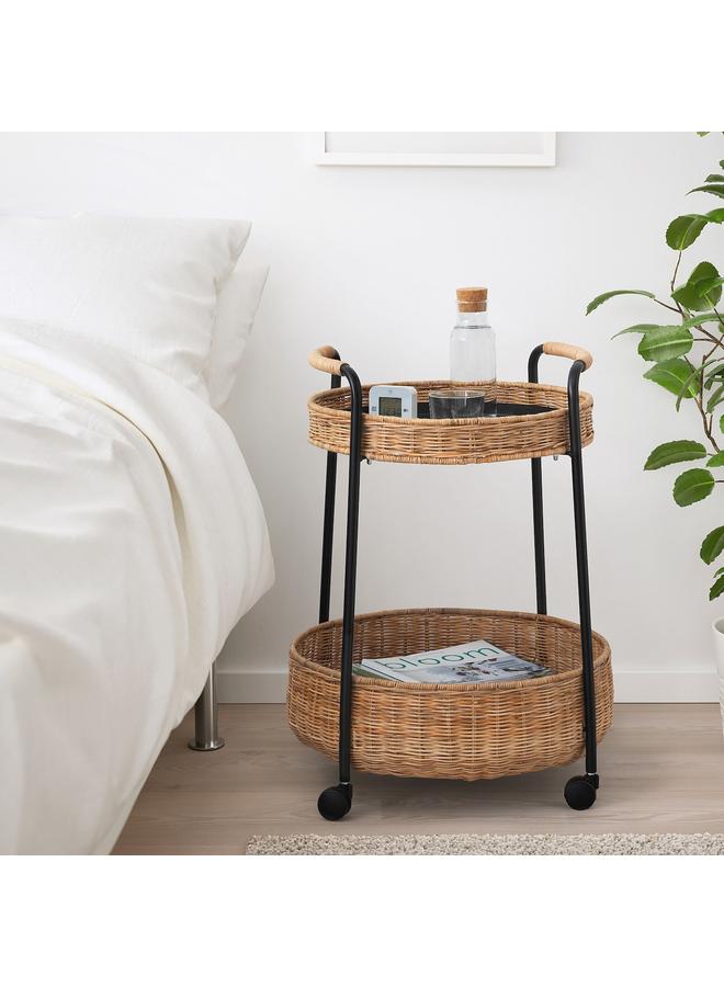 Generic Trolley table with storage, rattan/anthracite  - Image 3