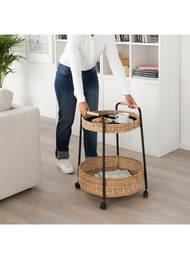 Generic Trolley table with storage, rattan/anthracite  - Image 4