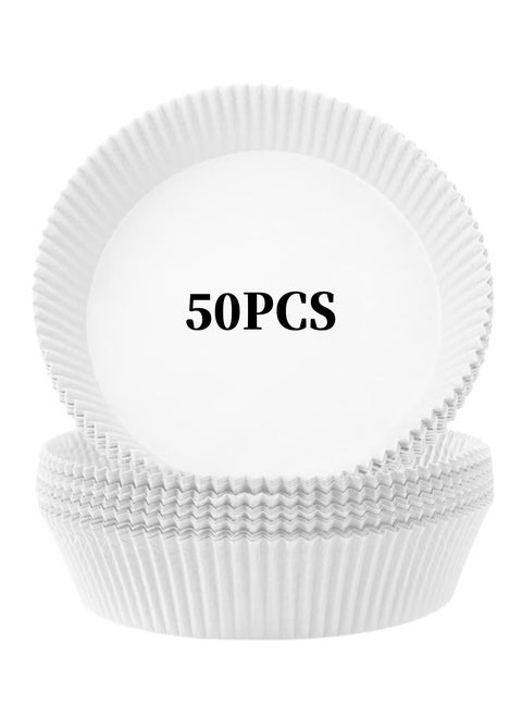 Non-Stick Round Air Fryer Baking Paper, 50pcs 45X160mm, White