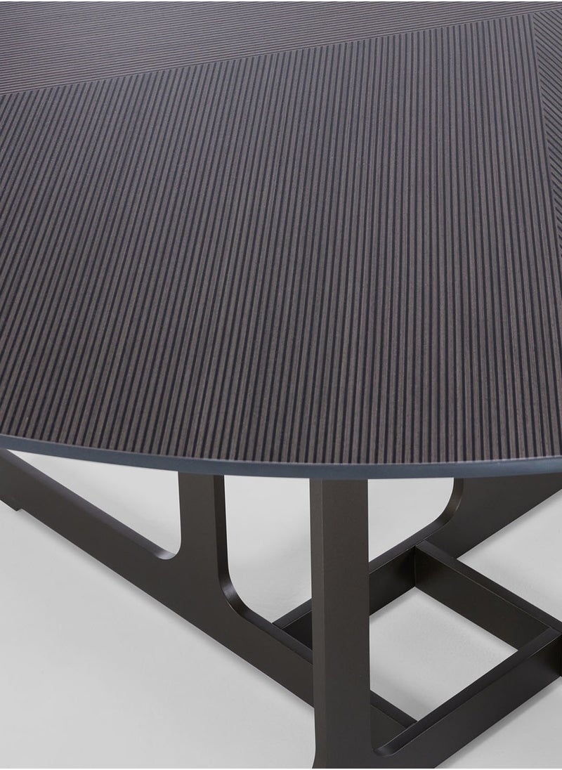 AL HUZAIFA FURNITURE Listrado 4 Seat Round Dining Table, Striped Veneer Top With Stainless Steel Legs  - Image 3