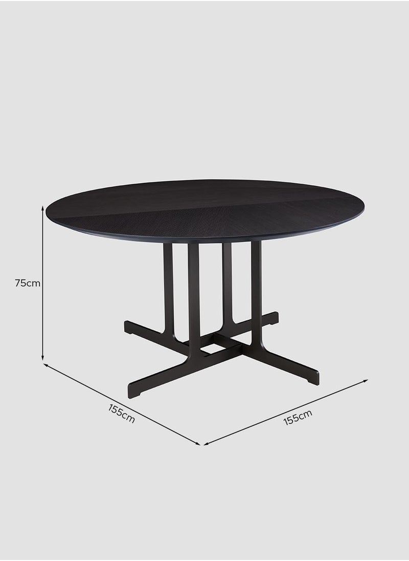 AL HUZAIFA FURNITURE Listrado 4 Seat Round Dining Table, Striped Veneer Top With Stainless Steel Legs  - Image 5