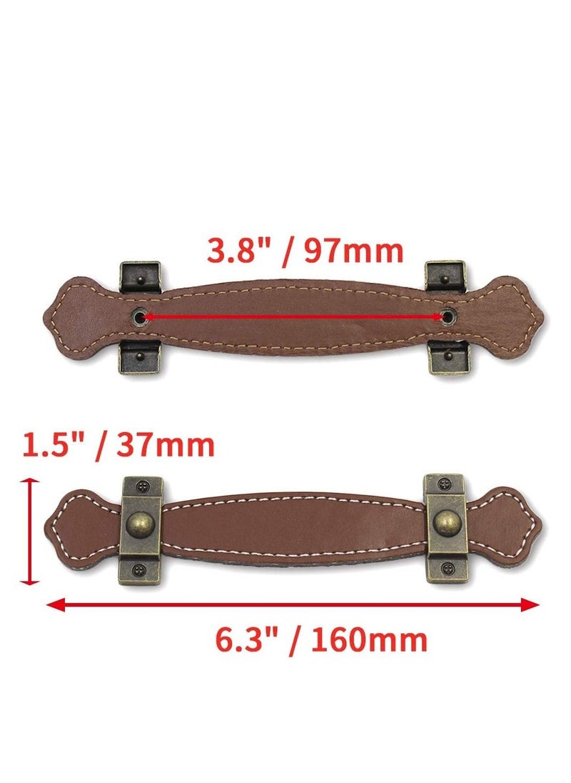 SYOSI 6 Piece Surface Leather Furniture Handle 6.3" Vintage Style Strong Leather Handle Pull for Drawer Cabinet PU Luggage  - Image 5