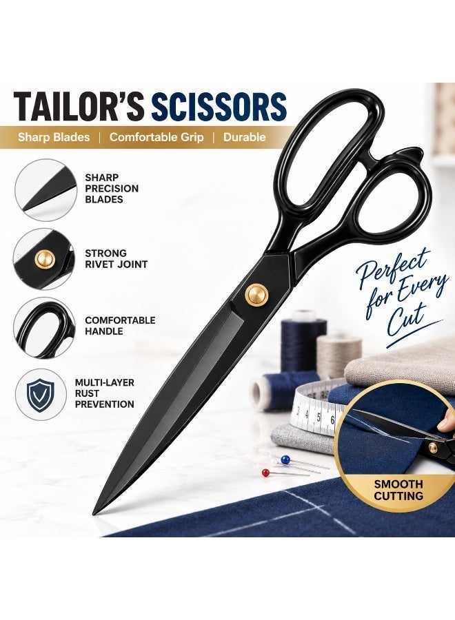 LDQ 1 Pcs Professional Tailor Scissors With Manganese Steel, High Carbon Cutting Shears For Fabric, Ergonomic Handles, Idea for Garment and Office Use, Sewing Supplies Accessories, Tailoring Supplies, Durable Handle - Image 2