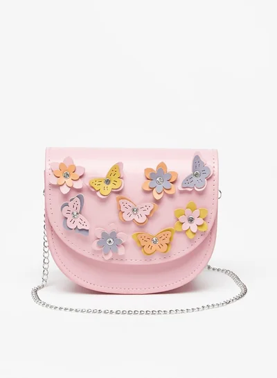 فلورا بيلا من شو إكسبرس Applique Detail Crossbody Bag with Chain Strap and Magnetc Closure