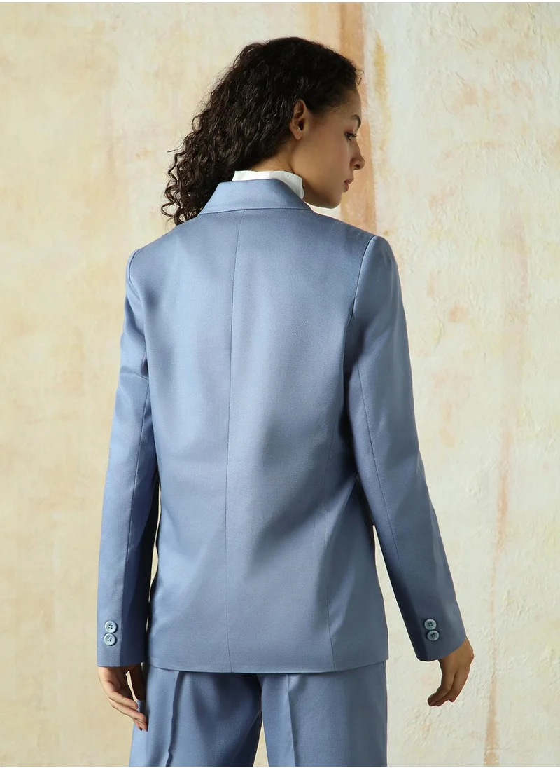 هاي ستار Women's Infinity Cotton Blend Solid Oversized Blazer