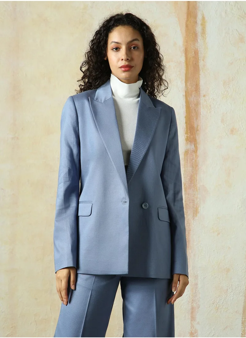 HIGH STAR Women's Infinity Cotton Blend Solid Oversized Blazer