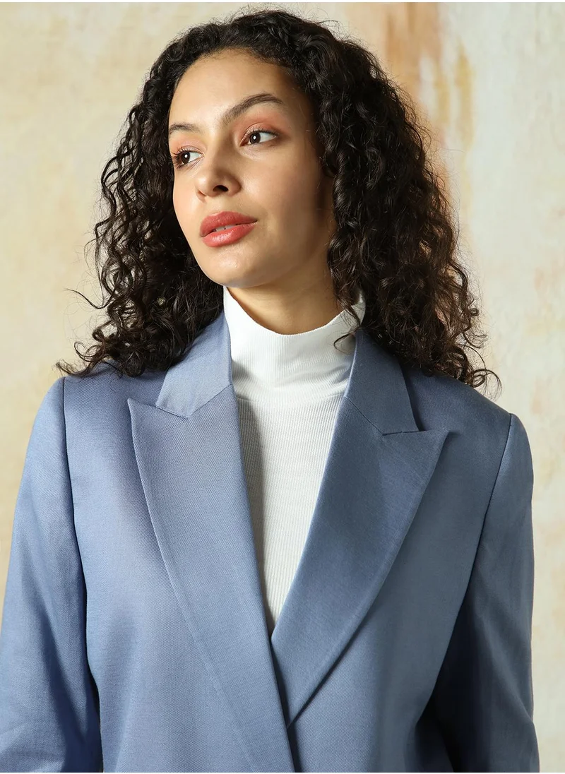 هاي ستار Women's Infinity Cotton Blend Solid Oversized Blazer