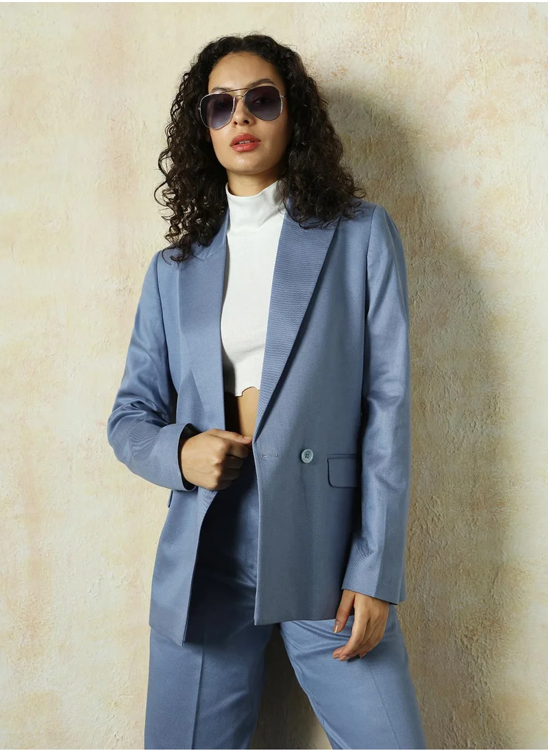 هاي ستار Women's Infinity Cotton Blend Solid Oversized Blazer
