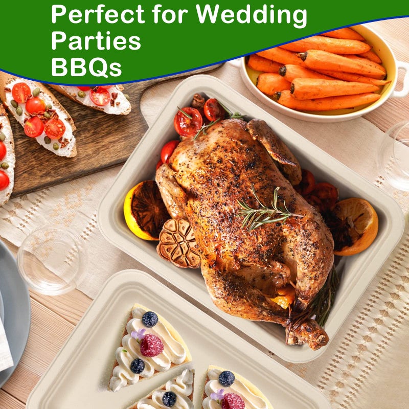 EcoAvance 14 inch Large Paper Plates  50 Pack Disposable Trays  100% Compostable Paper Plates Heavy Duty  Eco Friendly Disposable Plates  Brown Paper Plates Dinner for Party BBQ Picnic - Image 5