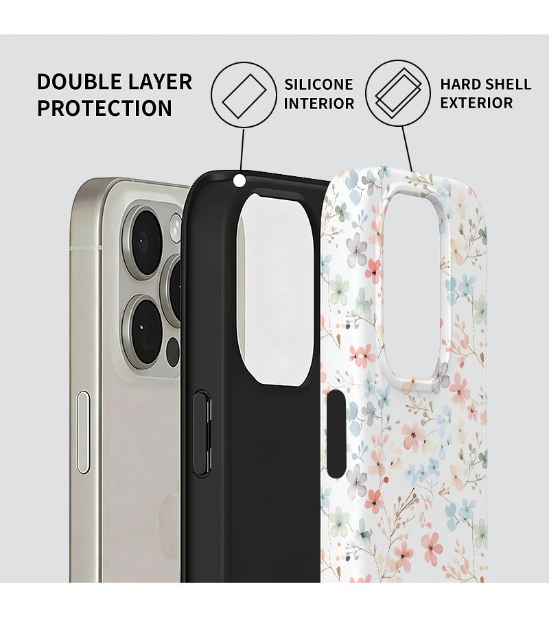 حافظة هاتف بنمط الزهور كاملة الشاشة 2 في 1 لهاتف iPhone 15 Pro، أنيقة ومقاومة للسقوط - Image 4