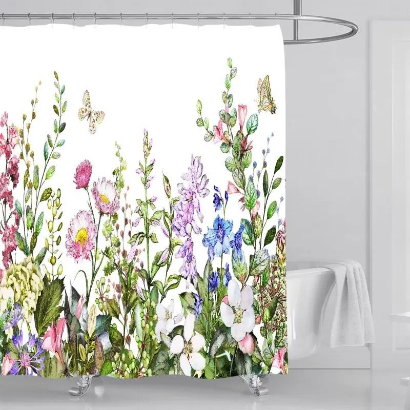 Y&D ized Printed 3D Rose Flowers Waterproof Bathroom Shower Curtain Sets 4 PCS Fabric Rugs Elegant Durable Bathroom Accessory - Image 1