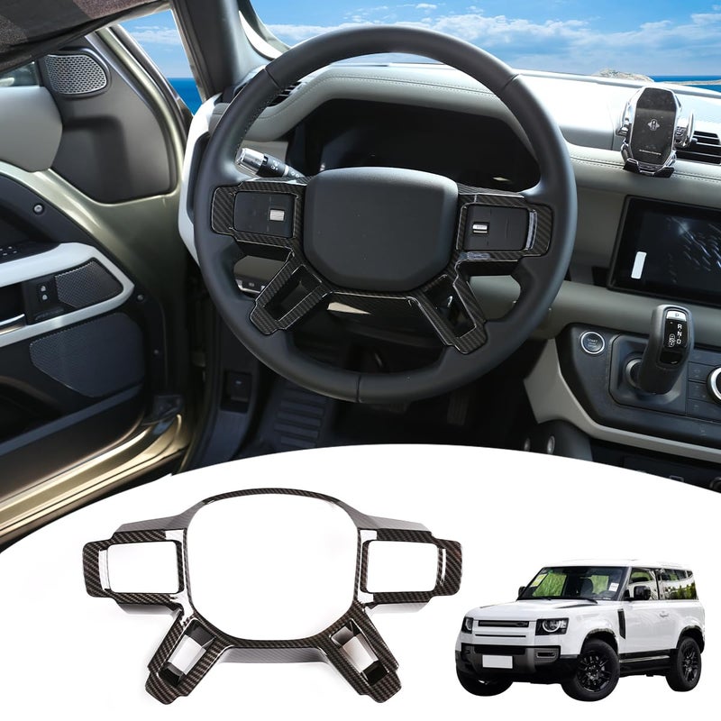 YIWANG Carbon Fiber ABS for Land Rover Defender 110 2020 Car Inner Car Steering Wheel Trim Car Accessory