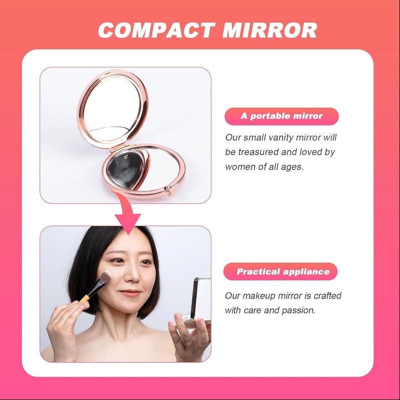 GALPADA Diamond-Studded Double-Sided Folding Cosmetic Mirror Portable Rose Gold Metal Travel Makeup Mirror for Women Compact Pocket Vanity with Crystal Embellishment - Image 4