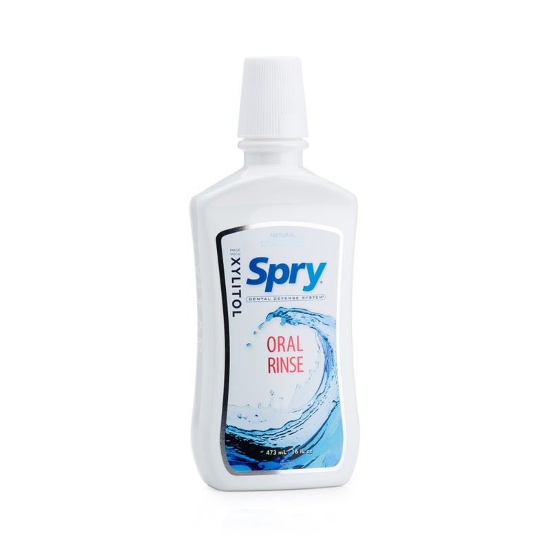 Spry Natural Xylitol Mouthwash Fluoride Free with Enamel Support Gentle Alcohol Oral Rinse NonGMO Coolmint 16 fl oz Pack of 1