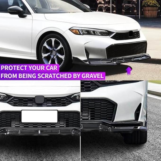 Archaic Front Lip Spoiler Compatible for 11.5th Gen Honda Civic Sedan/Hatchback 2025 2026, Bumper Lip Chin Spoiler for Facelift Civic Accessories,Front Splitter Body Kit(Gloss Black) - Image 3