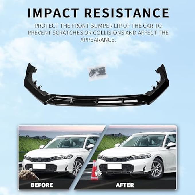 Archaic Front Lip Spoiler Compatible for 11.5th Gen Honda Civic Sedan/Hatchback 2025 2026, Bumper Lip Chin Spoiler for Facelift Civic Accessories,Front Splitter Body Kit(Gloss Black) - Image 2