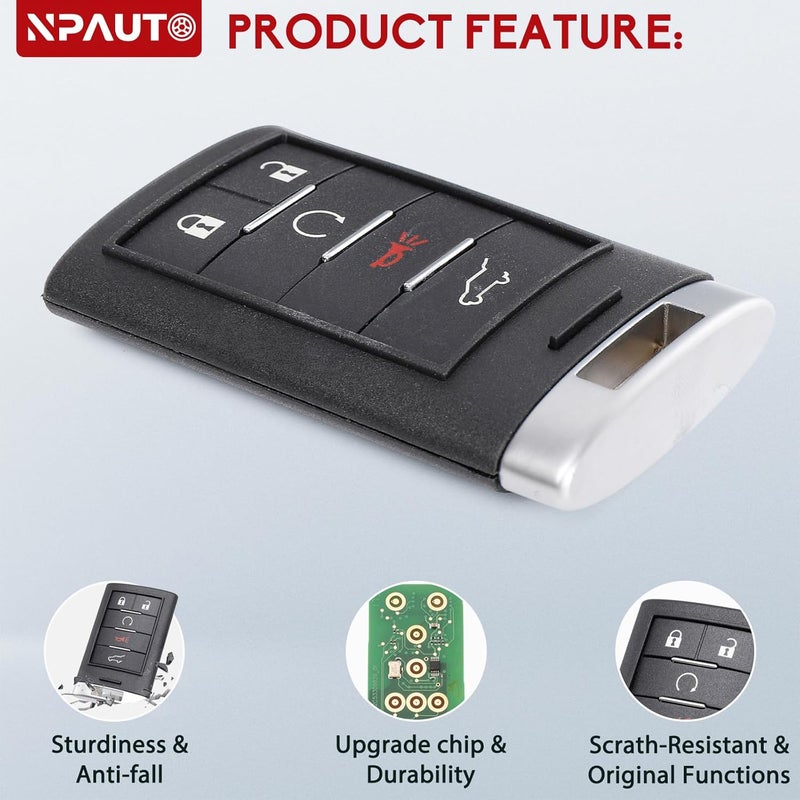 NPAUTO Key Fob Remote Replacement for Cadillac SRX ATS ELR XTS 2010-2015 - Keyless Entry Remote Control Start Car Key Fob (NBG009768T, 5-Buttons, 315 MHz) - Image 3