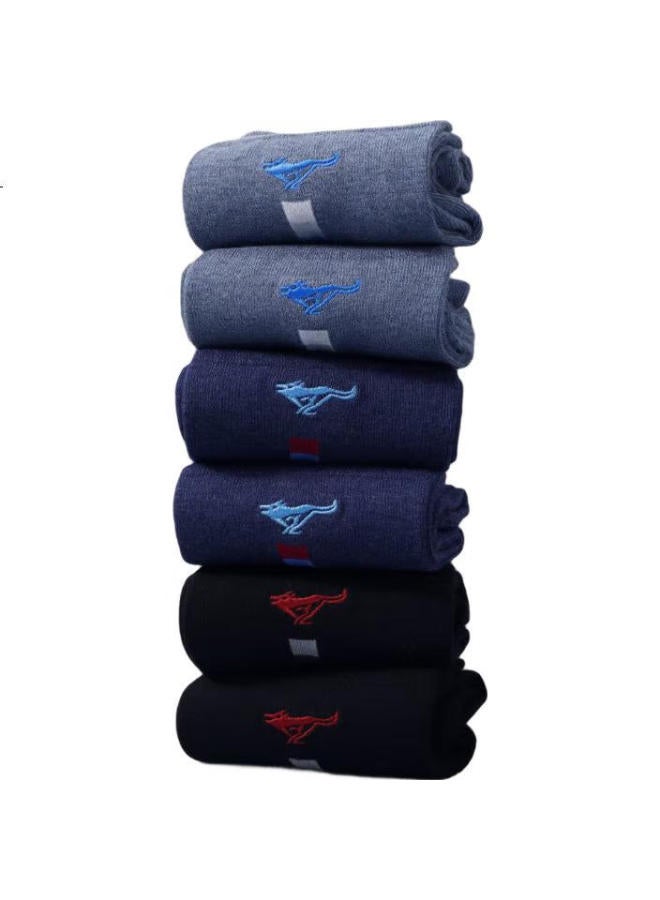 Septwolves Men'S Spring And Summer Cotton Socks Floral Yarn Antibacterial Men'S Casual Mid-Calf Socks Mixed Color 5 One Size 6 Pairs Pack - Image 2