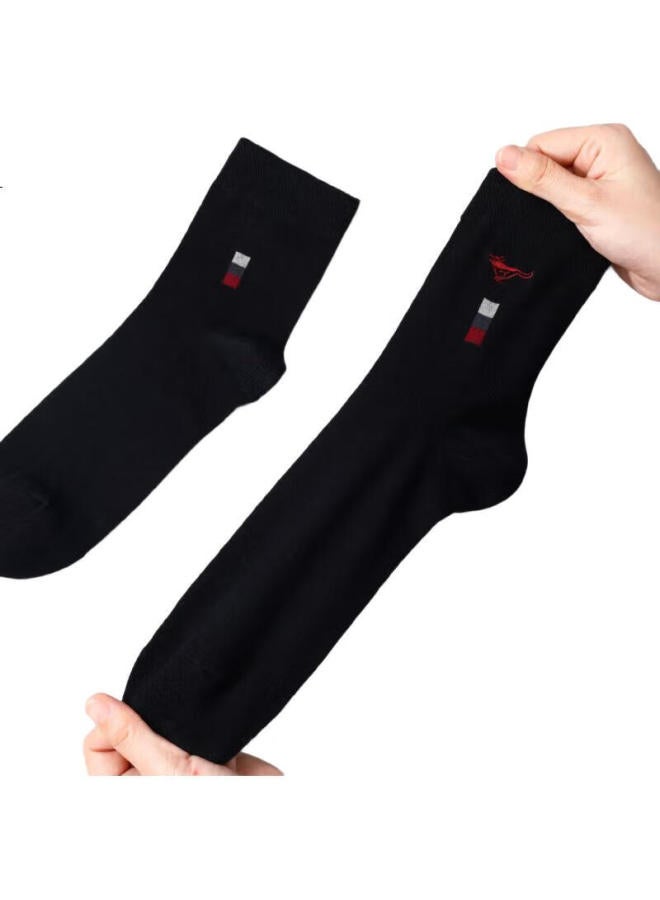 Septwolves Men'S Spring And Summer Cotton Socks Floral Yarn Antibacterial Men'S Casual Mid-Calf Socks Mixed Color 5 One Size 6 Pairs Pack - Image 1