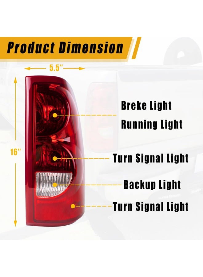 Boine Tail Light Compatible With 2003 2004 2005 2006 Chevy Silverado 1500 2500 3500 Driver and Passenger Side Rear Light Brake Lamps - Bulb and Harness Included - Image 2
