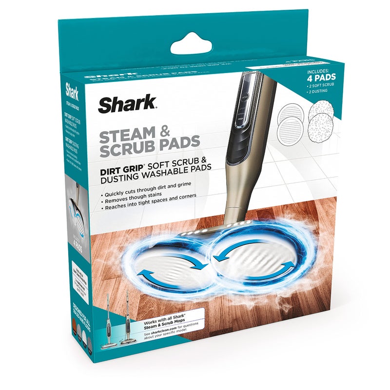 Shark Steam  Scrub Dirt Grip Soft Scrub  Dusting Washable Pads Fully Reusable Powerful Cleaning on All Sealed Hard Floors Compatible with S8001 S8201 S7201  S7001 Grey XKITP7000D
