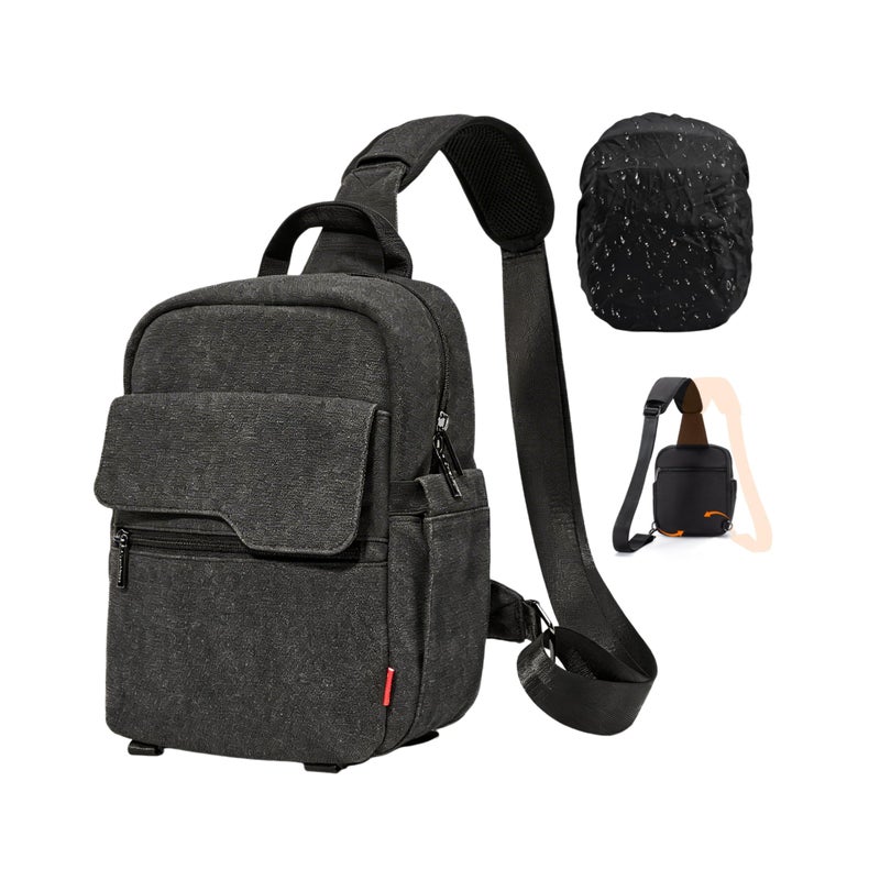 Cwatcun Camera Sling Bag Crossbody Small Camera Case, Lightweight DSLR/SLR/Mirrorless Photography Bag with Tripod Holder and Rain Cover for Canon, Nikon, Sony, Fuji Cameras, Lens Accessories - Image 1