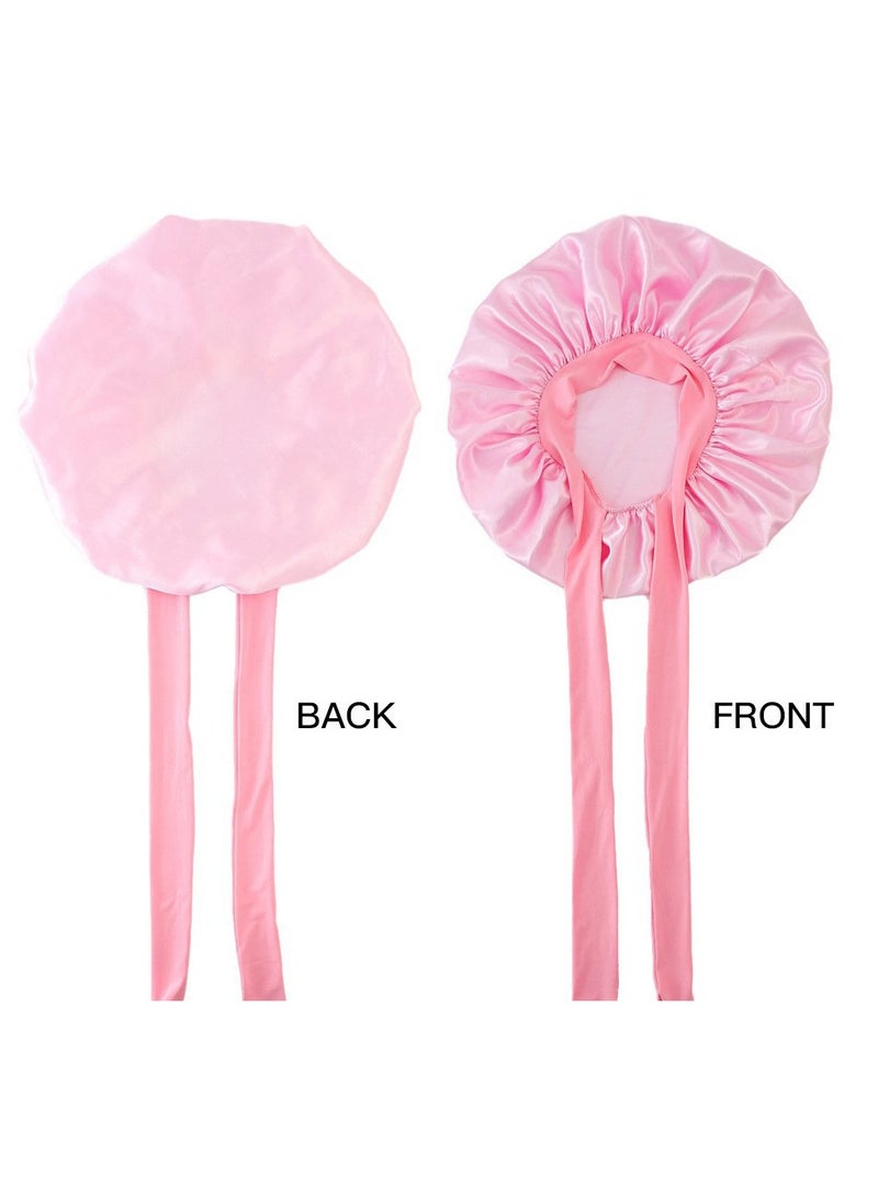 Adjustable Satin Sleeping Bonnet with Ribbon, Silky Double Layer Night Sleeping Cap with Elastic Bow Tie Band - Image 2