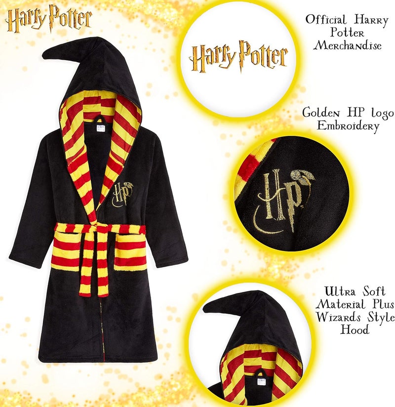 Harry Potter Kids Dressing Gown, Gryffindor Slytherin Soft Fleece Robe For Boys - Image 2