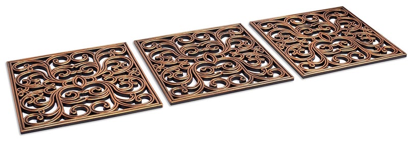 BirdRock Home Rubber Stepping Stones - Set of 3 Decorative Pavers for Garden Path, Patio, Lawn, Yard, and Backyard Landscaping - Easy Install Outdoor Walkway Pathway, Ground Tiles - Copper-15x15 - Image 2