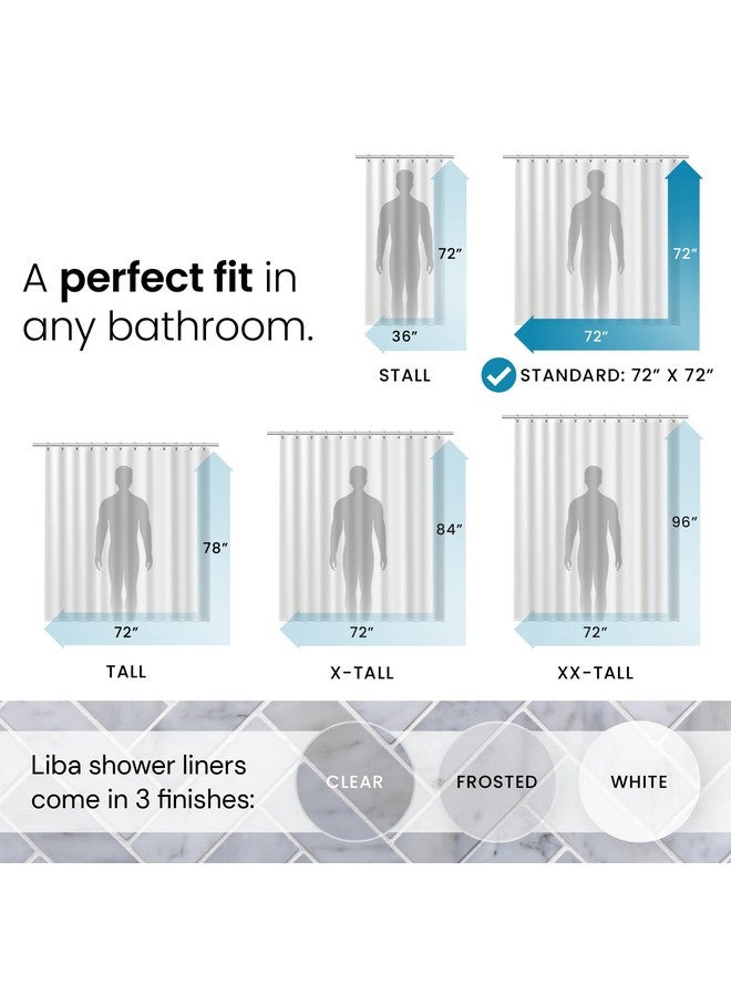 LiBa Bathroom Shower Curtain Waterproof Plastic Shower Curtain Premium PEVA Non-Toxic with Rust Proof Grommets Frosted 8G Bathroom Accessories 72x72 - Image 2