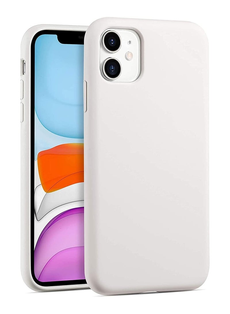 أكاليكس جراب سيليكون متوافق مع iPhone 11، سيليكون سائل رفيع، طبقات من المطاط الهلامي الناعم المقاوم للصدمات، جراب حماية للهاتف مع بطانة من مادة TPU (أبيض) - Image 1