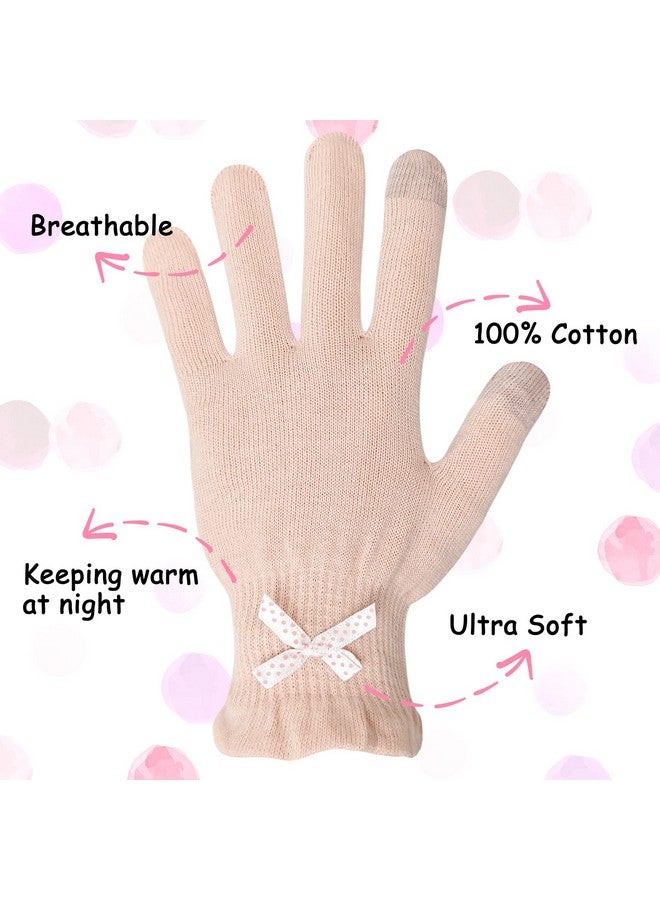 Evridwear Eczema Gloves Kids Cotton Moisturizing Gloves 2 Pairs Touchscreen For Dry Hands Eczema Spa Overnight Lotion (Pink Thin) (Pink Thin) - Image 3
