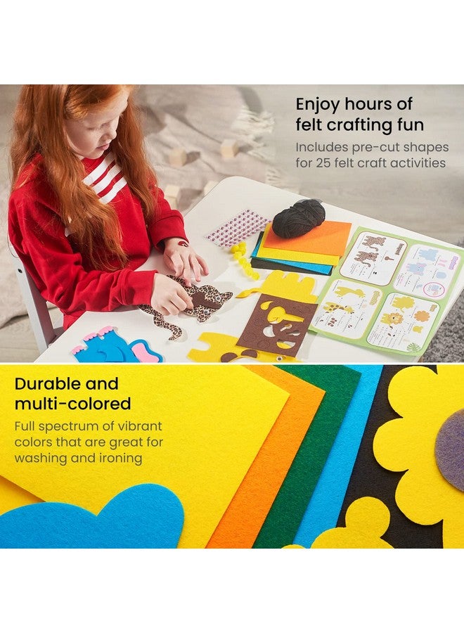 ARTEZA Kids Felt Kit 357 Pieces 25 Precut Animal Shapes 5 Felt Sheets 140 Minipieces Gemstone Stickers Yarn Glue And Accessories Educational Kids’ Craft Supplies To Inspire Creativity - Image 4