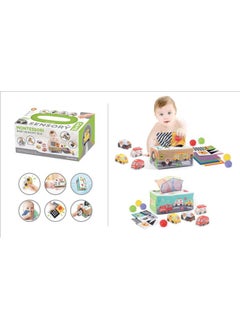 Generic Baby Tissue Box Paper Toy That Cannot Be Torn Apart, Baby Finger Tissue Paper Exercise Early Education Soothing Toy-颜色:"交通感官训练盒 配8粒5CM海洋球"  - Image 1