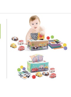 Generic Baby Tissue Box Paper Toy That Cannot Be Torn Apart, Baby Finger Tissue Paper Exercise Early Education Soothing Toy-颜色:"交通感官训练盒 配8粒5CM海洋球"  - Image 5