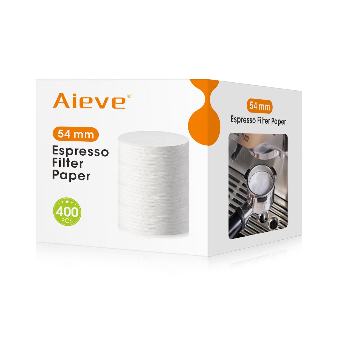 Aieve Espresso Paper Filter Compatible with Breville Barista Coffee Maker 54 mm Portafilter Paper Filter Puck Screen Espresso Accessories 400 Pcs